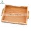 Bamboo Small Tray with Handles, Rectangle Serving Tray for Food Coffee or Tea at Home, Hotel & Restaurant