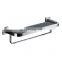 Home bathroom accessories 304 Stainless steel tempered shelf with towel bar in shower organizer storage glass