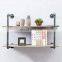 Industrial Pipe Metal Hung Bracket Bookshelf Floating Shelves with Wood 2 Timbers