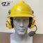 Professional wireless noise reduction intercom half duplex headset hanging on bold yellow safety hat “YISHENG” YS-DJ-02H Series