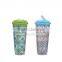 Double wall plastic straw mug with advertising paper