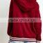 Long Sleeve Knit Cotton Snap Button Front Hoodies with Varsity Striped Hem
