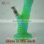 New arrival glow in the dark silicone glass water pipe glass pipes smoking bubbler pipe with slides and bowl