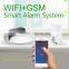 2016 newest design WIFI GSM GPRS alarm system S1 standard package includes pir sensor, door sensor and remote