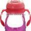OEM high quality anti cracking borosilicate glass baby bottle with silicone sleeve