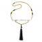 Original Natural Wood Beads Dull Polish Alloy Ball Jade Ball Long Tassels Beaded Necklace