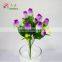9 heads artificial rose bud with red color small rose bush