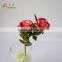 2 heads plastic resin flower rose with glass vase with short stem