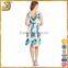2016 New fashion unique fitted women print blue floral v-neck dress                        
                                                Quality Choice