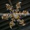 530-15 French Bronze and Crystal Six-Arm Chandelier, circa 1940s