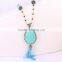 Fashion Pave Crystal Zircon beauty Head Shell Pendant Tassel Jewelry Druzy Necklace,Wire Wrapped Beaded Chain Necklace