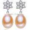 Fashion Accessories freshwater pearl earrings with Diamond elements