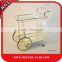 Brass Plated Glass Snack Trolley, Stainless Steel Food Cart, Dining Room Serving Carts