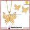 Stainless Steel Gold Plated Jewelry Sets with Butterfly Pendant