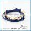 Fashion Jewelry Wholesale Leather Steel Anchor Hook Bracelet men ,Custom Jewelry Leather Nautical Bracelet