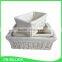 Set 5 white wicker laundry basket with fabric liner