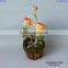 artificial ranunculus flower with rattan pot