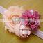 elastic with pearl fabric flower hair accessories for kids