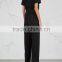 Wholasale Women Apparel Fashion Turn-up Cuffs Black Twill Jumpsuit(DQE0130J)