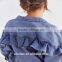 Latest denim jacket bomber falbala bomber jacket fashion woman clothing
