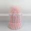 Myfur Baby Pink Removable Real Dyed Raccoon Fur Pom Poms Crochet Hat