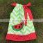 Professional Design Latest Style Girls Watermelon Green Chevron Dress With Necklace And Headband