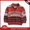 kids fashion red striped zipper collar long sleeve knitting pattern pullover sweater for boy