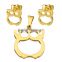 Fashion jewelry stainless steel owl women jewelry set