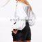 Off Shoulder Long Ruffle Sleeve Bardot Top Woman
