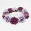 Women Girls Rose Flower Wedding Party Beach Tiara Crown Elastic hair headband Garland