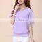 Plus size Wholesale Women Summer Short Sleeve Top Ladies Chiffon Blouses Shirts with Batwing