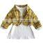Girl's suit Plaid long sleeve shirt and letter toilet dress