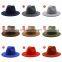 20colors New Manufacture hot sell new design woolen wide brim jazz fashion autumn winter fedora hats men women's fedora hat cap