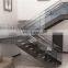 U Shaped Staircase Metal Frame Glass Railing Double Steel Stringer Stair