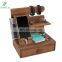 Bamboo Desktop Phone Docking Station with Drawer Home & Office Wallet Stand Glasses Holder Watch Organizer Phone Charging