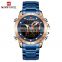 Naviforce Men Military Sport Wrist Watch Gold Quartz Steel Waterproof Dual Display Male Clock Watches Relogio Masculino 9163