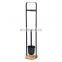 Multifunctional Powder Coating Black Bamboo Standing Toilet Roll And Toilet Brush Holder Set