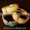 Exaggerate Cuff Bangles Gold Plated Metal Glaze Rhinestones Statement Bracelets