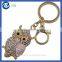 3D popular key chain 2014 fashion jewelry cute crystal owl keychain