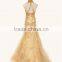 2015 Woman Summer Dress Ellie Saab Sexy Luxurious Mermaid Hi Neck Beaded Sequins Prom Evening Formal Gown Brand Dress TPD238