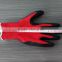 13 gauge red nylon gloves core black latex coated gloves with wrinkle on the palm