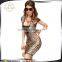 Customized Design Summer Bodycon Women Dress Sexy With Leopard and Lace Insert