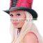 SteamPunk Red Lace Up Black Leather Top Hat w/Pocket