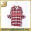 long sleeve blouse red plaid woman shirt