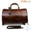 High quality camel travel bag and the men leather luggage with telescoping handle