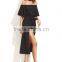 Bodysuits latest fashion design women clothing Black Off The Shoulder Jumpsuit With Skirt Overlay