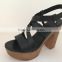cx342 women's wooden heel sandle shoes