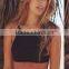 Popular solid color black sheer cut high waisted swimsuit