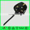 UK 3 pin plug BS 1363 male end type with VDE electric power cord