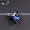 zinc alloy base light blue brushed satin nickel glass knob